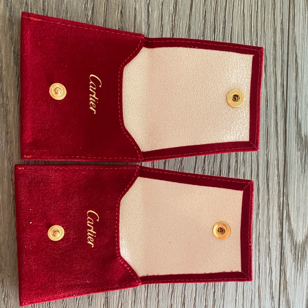 Authentic Cartier Red Suede Ring Pouches